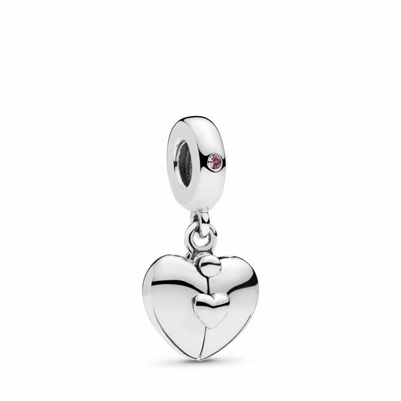 Pandora Family Locket Dangle Charm Ireland - Sterling Silver/Enamel/Pink/Crystal - 068743ILX